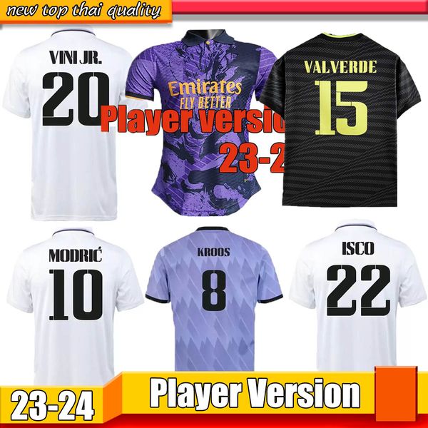 

benzema real madrids soccer jerseys 22 23 24 football shirt camavinga valverde vini jr club world cup modric player version 2022 2023 2024 c, Black;yellow