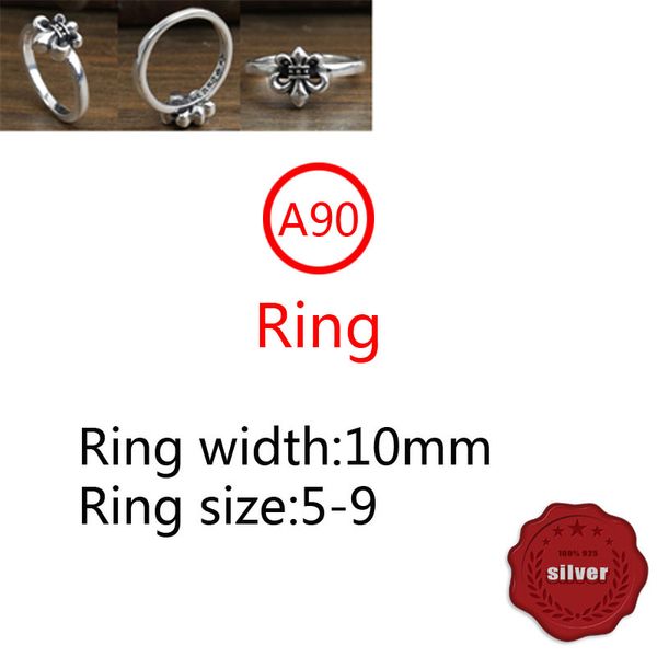 

a90 s925 sterling silver ring fashion retro personality boat anchor hip hop letter net red versatile punk style jewelry gift for lovers