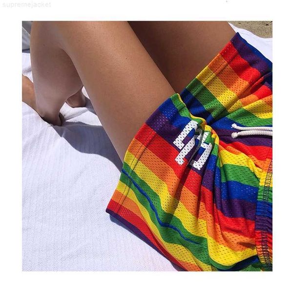 

designer shorts ee sports and fitness men's fashion color stripe printing loose mesh breathable casual basketball running pants, White;black