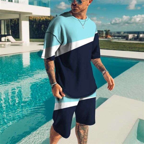 

fashion tracksuit 2023 summer men's fashion casual beach style texture 3d digital print t-shirt shorts set, White;black