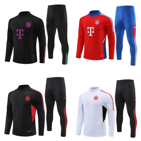 

bayern long sleeve tracksuit jacket soccer jersey survetement 21/22/23/24 sane lewandowski gnabry muller kimmich football jackets soccer tra, Black