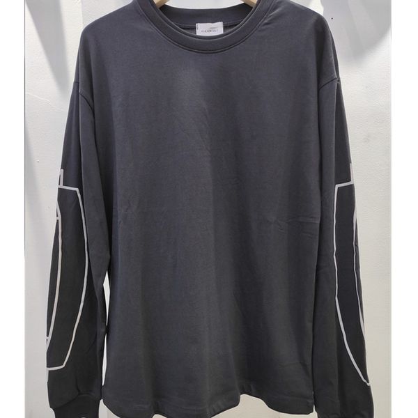 

men's t-shirts asksanskrit wash high street loose men's and women's double round neck men's and women's long sleeve, White;black