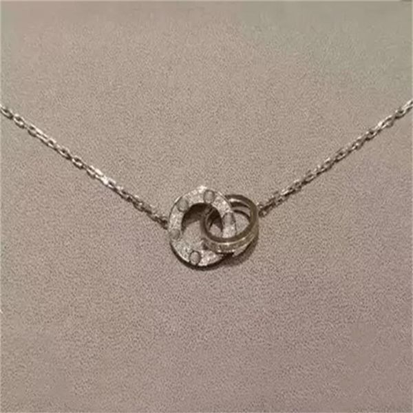 

fashion necklace jewelry men women double ring full cz two rows diamond octagonal screw cap couple gift2569, Silver