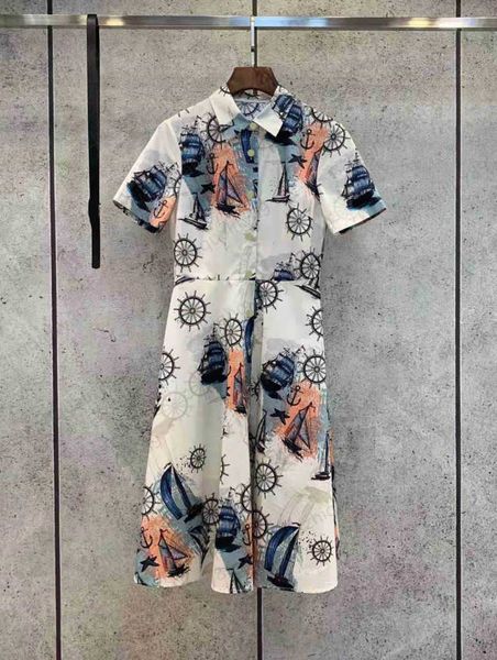 

fashion dress digital printing technology lapel shirt dress gold buckle belt decorative corset waist large hemline maxiskit women dresses 19, Black;gray