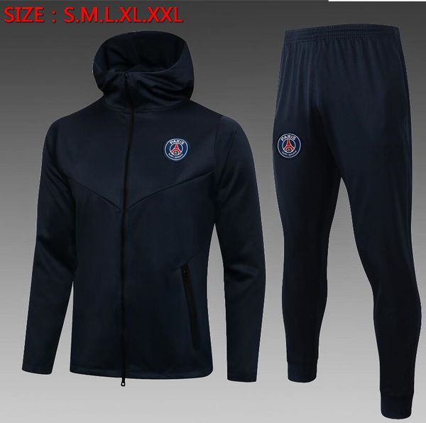 

22 23 men soccer tracksuit psgs mbappe jacket futbol men long sleeves survetement sets hommes sportswear training jacket football tracksuits, Black