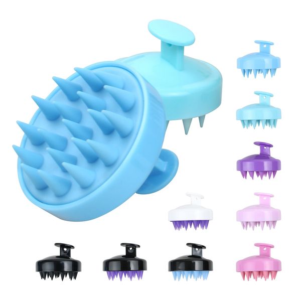 

multifunctional silicone scalp massage brush comb shower brushes mini head massage wash clean care hair tool brush 316, Silver