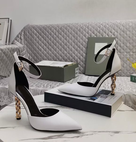 

23s luxury summer brand tomxford sandals shoes d'orsay point toe women slingback lady chain-heel party wedding shoe pointed toe pumps e, Black