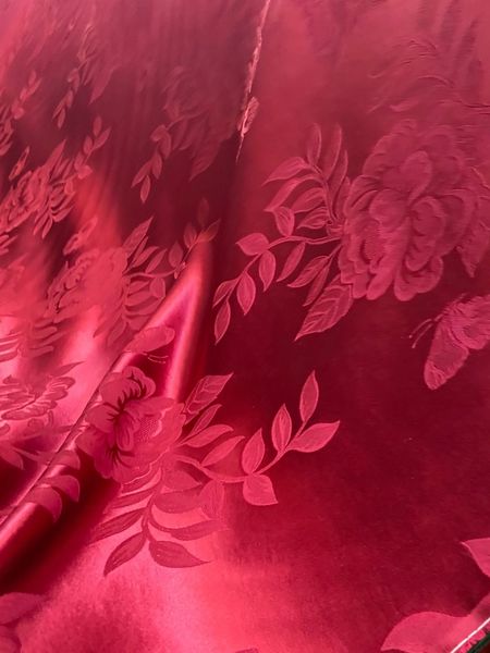 

tang dynasty hibiscus peony pattern silk fabric intangible cultural heritage dress cheongsam clothes, Black;white