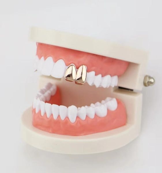 

hip hop smooth double teeth grillz real gold plated fashion rappers dental grills cool music body jewelry golden silver rose gold 4936229, Black