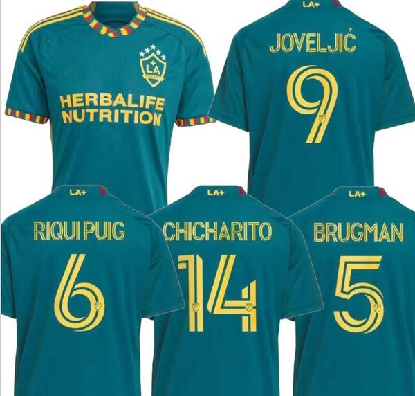 

la galaxy 2023 soccer jerseys home joveljic 9 brugman 5 riquipuig 6 chicharito 14 customized thai quality sports yakuda online store wear, Black;yellow