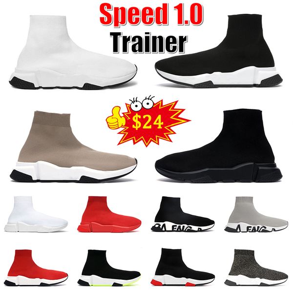 

2023 speed 1.0 trainer designer sock boots mens women speeds socks trainers sports runner boot booties outdoor jogging sneakers flat sole bl, Black