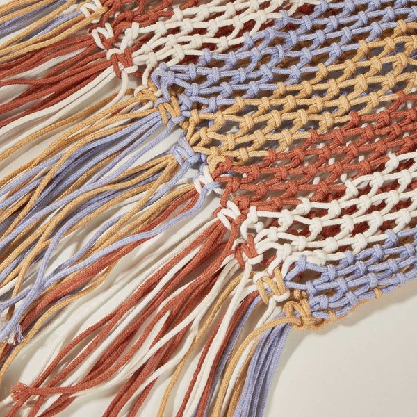 

beach bags 2023 summer national style pure hand woven women s bag striped hollowed out fishing net pocket knitted forest series shoulder for