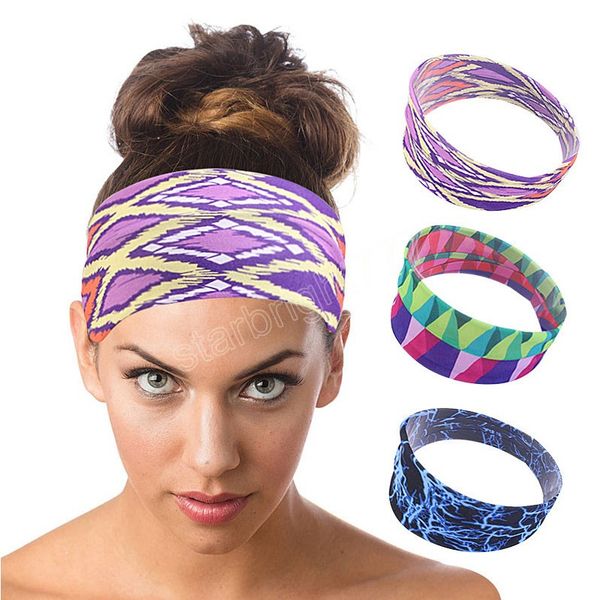 

geometric tie dye cycling yoga sport sweat headband women sweatband for men women yoga hair bands head sweat bands sports, Slivery;white