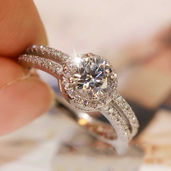 

band rings huitan exquisite round cubic zirconia rings women for wedding 2022 new fashion design silver color rings wholesale bulk jewelry g