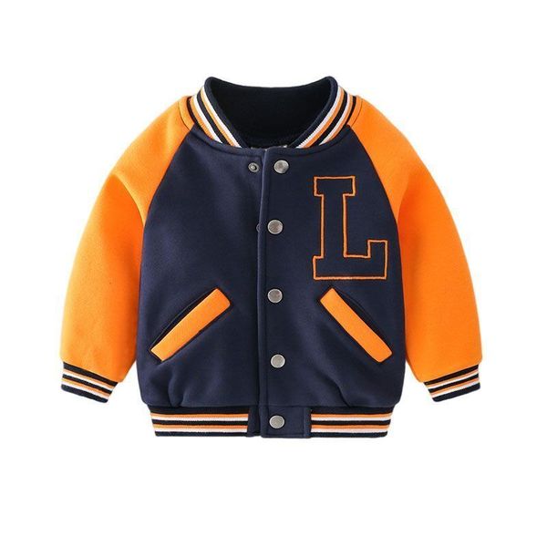 

jackets autumn winter baby boys outerwear thick warm plus velvet coat for kids embroidered baseball jackets children clothing 2-6 years 2303, Blue;gray