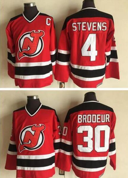 

vintage #30 martin brodeur jersey new jersey 4 scott stevens red 100% stitched ccm vintage classic hockey jerseys, Black;red
