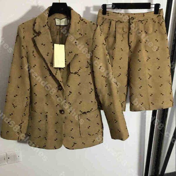 

women's two piece pants designer women slim fit blazer set fashion shorts jacquard brand sports tracksuit luxury female apparel album c, White