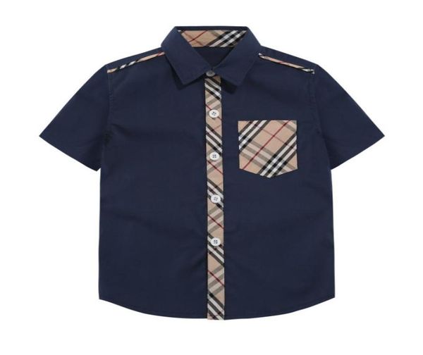 

babys clothing tshirts whole cotton patchwork plaid lapels short sleeve tshirt baby summer kids infant match color half slee2788074, Blue