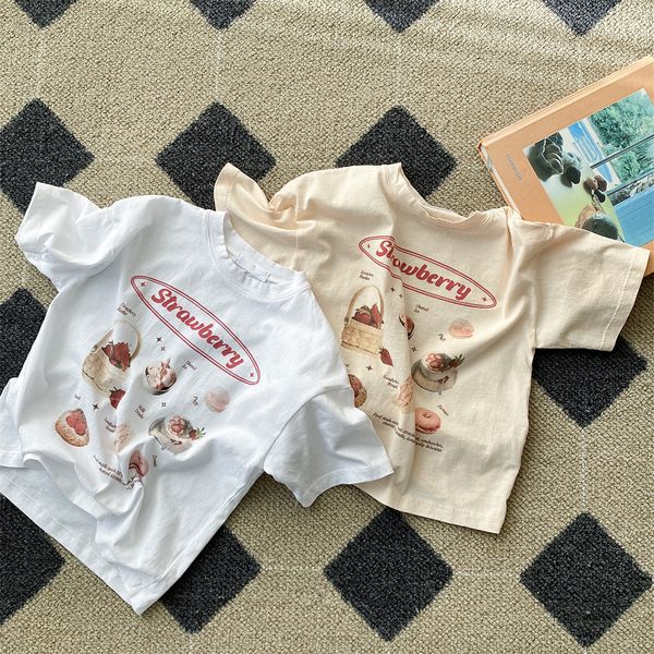 

tshirts summer girl baby letter print shorts sleeve tshirt boy cotton casual allmatch tees children cartoon fashion tshirt 230327, Blue