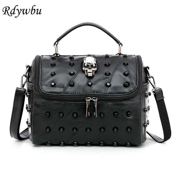 

evening bags rdywbu women real split sheep leather messenger bag skull tote handbag travel crossbody bolsas femininas dollar price b287 j230