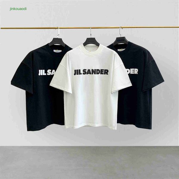

jill sanders 2023 classic short sleeve t shirt loose casual black and white men's couple high street