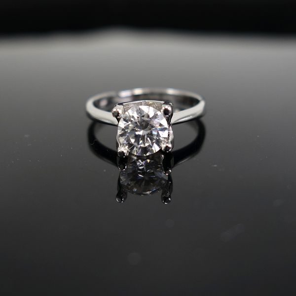 

real 1 carat moissanite wedding ring for women sterling silver round brilliant diamond solitaire engagement rings gift, Slivery;golden