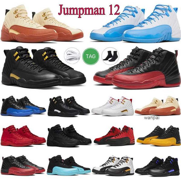 

jumpman 12s basketball shoes 12 mens utility reverse flu game shoe dark concord university blue cherry master trainers sports walking sneake