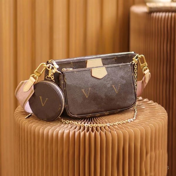 

old flower three piece set shoulder bag m44823 womens bags crossbody purse messenger bags handbags flowers designers pu leather handbags bro, Red;black
