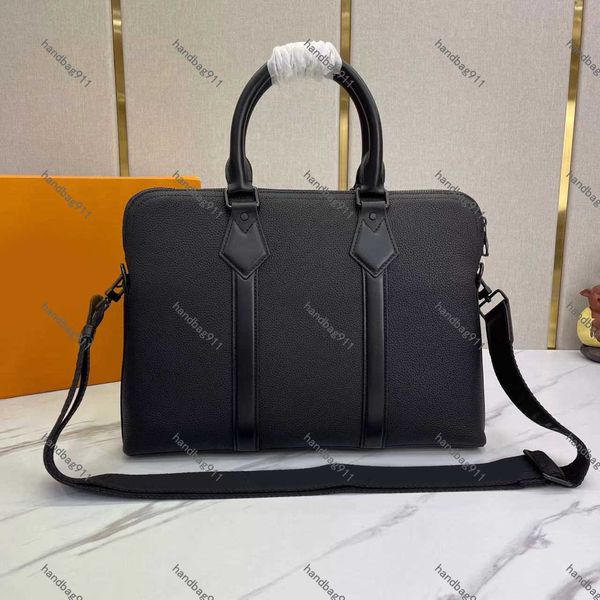 

tier quality luxury designer men takeoff briefcase business bag aerogram grained leather mens handbag with jacquard strap designers shoulder