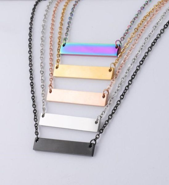 

blank bar pendant necklace stainless steel gold rosegold silver charm pendants jewelry for buyer own engraving5866854
