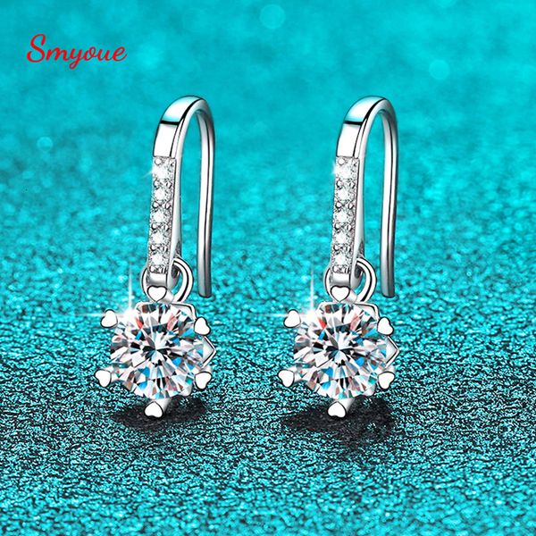 

ear cuff smyoue 0.5ct 5mm 100% genuine drop earrings for women d color snowflake earrings s925 sterling silver wedding jewelry 230325