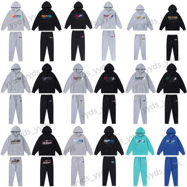 

men's tracksuits trapstar rainbow gradient letter tiger head embroidery hoodie long pants sports guard pants jogging set t230327, Gray