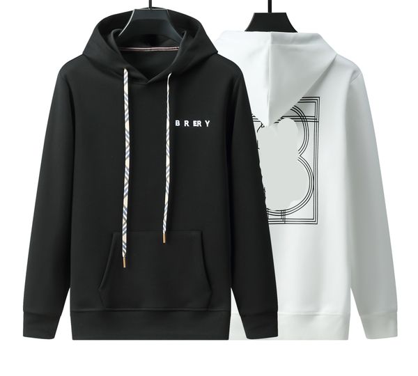 

2023 fashion men's hoodies & sweatshirts black and white color luxury classic plaid brand 100% cotton winter sweater comfortable casual