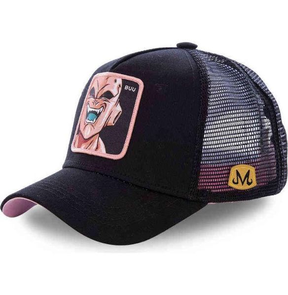 

new brand majin buu 12 styles snapback cotton baseball cap men women hip hop dad mesh hat trucker hat drop aa2203044062172, Blue;gray