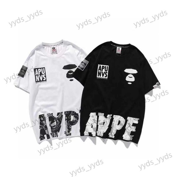 

men's t-shirts ape short sleeve summer new versatile couple cotton half sleeve t-shirt camouflage ape head tide t230327, White;black