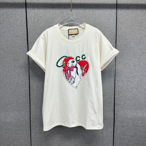 

men's t-shirt 2023 early spring new ggity luxury design rabbit nail bead print loose fashion pure cotton t-shirt short sleeve men', White;black