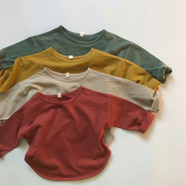 

t-shirts toddler kids tshirts spring long sleeve cotton t shirt loose infant basic tee boys girls tshirt outfits children clothes 230327, Blue