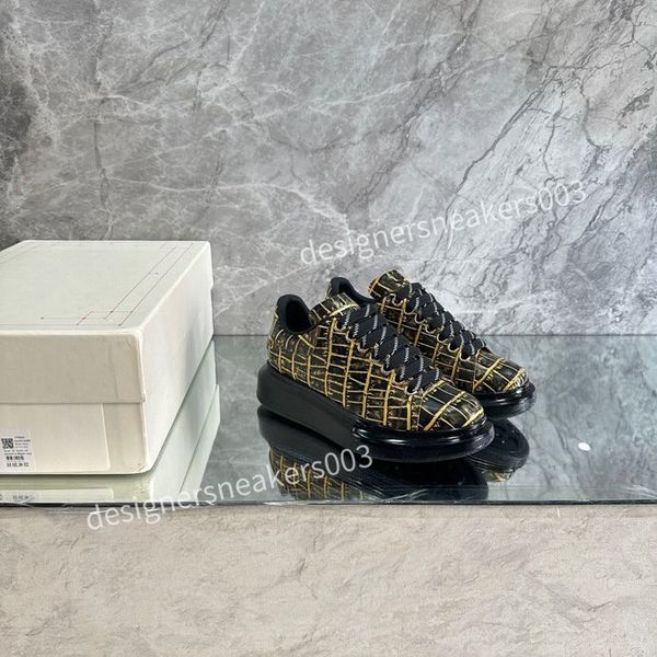 

2023new mens shoes vintage suede sneaker fashion women shoe gold silver platform trainers calfskin leather runner trainer, Black