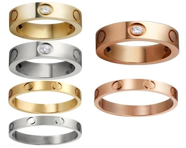 

titanium steel love ring women men promise silver gold wedding rings for lovers couple jewelry with dust bag8936894
