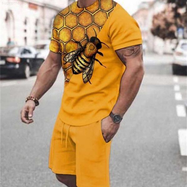 

fashion tracksuit 2023 fashion 3d digital printing honeybee king spades a sports quick drying t-shirt beach pants set, White;black