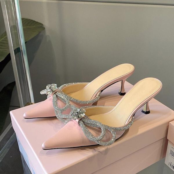 

Sandal Mach Satin Bow Pumps Crystal Embellished rhinestone Evening shoes stiletto 85 Heels sandals women heeled Luxury Designer ankle strap Dress heel 35-42, 5[heights ≈ 6.5cm]