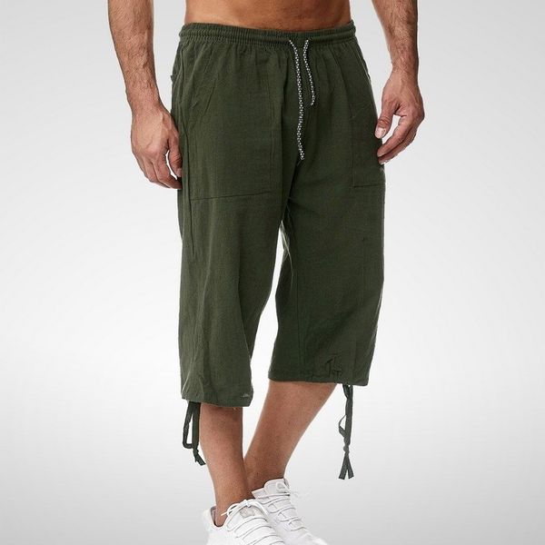 

men's shorts linen short men 3/4 length knee cotton large size 3xl high waist plus size 3xl bermuda shorts male long men's summer, White;black