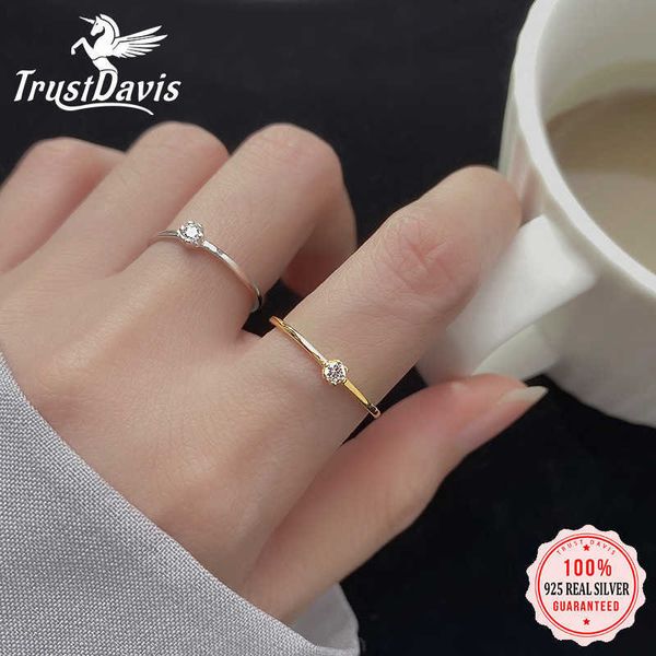 

band rings trustdavis genuine 925 sterling silver simple lovely delicate dazzling cz finger ring for women gilr silver 925 jewelry da975 g23