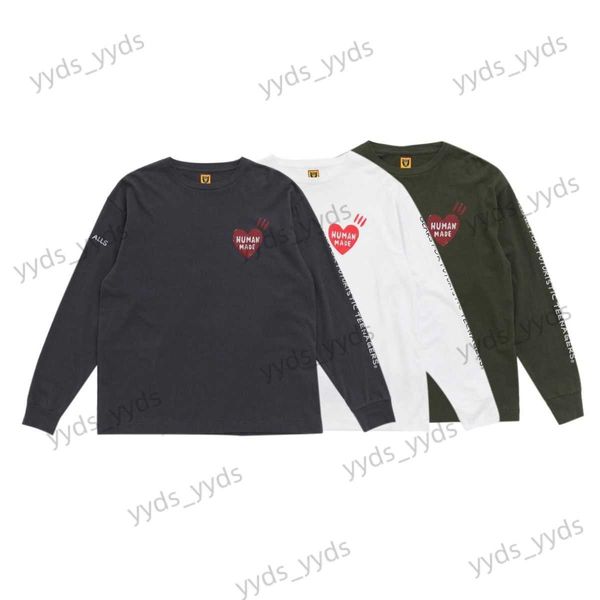 

men's t-shirts human made love arm letter print long sleeve t-shirt men's and women's casual round neck t230327, White;black