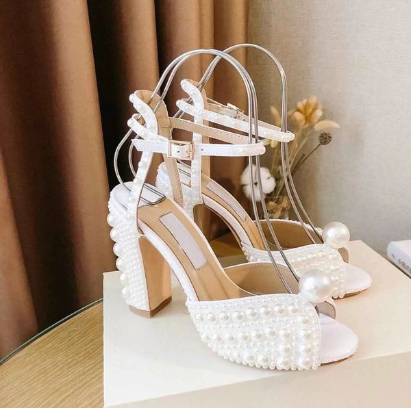 

sacaria platform sandals shoes all-over pearl embellishment women sacora elegant bridal wedding dress pumps luxury brands lady high heels, Black