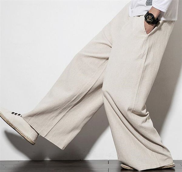 

men's pants autumn plus size hip hop wide leg pants men casual loose trousers big size cotton linen pants joggers m-5xl 6xl 7xl 230327, Black