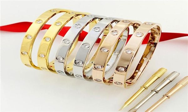 

love bracelet bangle 50 designer bracelets 10 diamonds bangles for women men luxury jewelry titanium steel screw gold silver brac7423513, Black