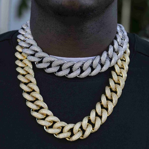 

hip hop classic 25mm big chain necklace moissanite diamond 925 silver cuban link
