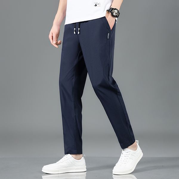 

men's pants casual pants men's spring and summer youth sports breathable quick dry straight leg pants slim street hip hop clothing, Black