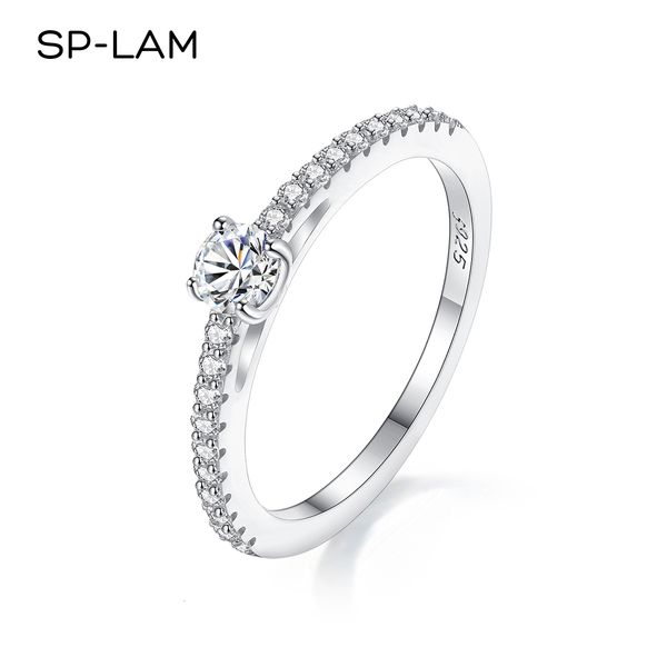 

with side stones real 925 sterling silver small moissnaite ring for women simple sparkling round 0.3ct certificated lab diamond finger rings